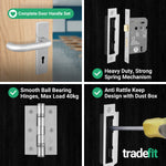 Return to Door Lever on Backplate Stainless Steel Door Handle Kit - Medium Duty - 64mm Sashlock - tradefit - 5