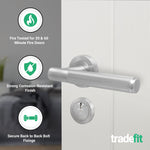 Aurora Satin Nickel Lever on Rose Door Handle Kit - Medium Duty FD30/60 - 80mm Euro Sashlock and Thumbturn Cylinder - Master Keyed - tradefit - 2