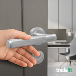 Aurora Satin Nickel Lever on Rose Door Handle Kit - Medium Duty FD30/60 - 80mm Euro Sashlock and Thumbturn Cylinder - Master Keyed - tradefit - 6