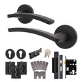 Euroda-Plus Black Lever on Rose Fire Door Handle Pack - Euro Lock & Thumbturn Cylinder - FD30/60