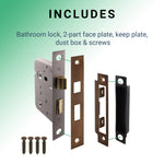 Mortice Bathroom Lock Fire Rated - 80mm Case Size - 57mm Backset - Bronze - tradefit - 5