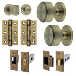 Temara Antique Brass Mortice Door Knob Kit - 76mm Bathroom Deadbolt - tradefit - 1