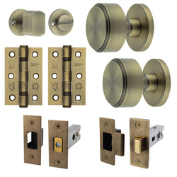 Temara Antique Brass Mortice Door Knob Kit - 76mm Bathroom Deadbolt - tradefit