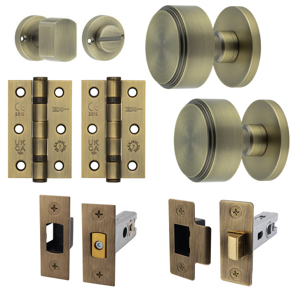 Temara Antique Brass Mortice Door Knob Kit - 76mm Bathroom Deadbolt - tradefit - Featured Image