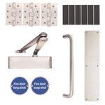 Fire Door Kit - Corridor Non Locking Door - Heavy Duty - Double Cylinder - Satin Stainless Steel - tradefit - 1