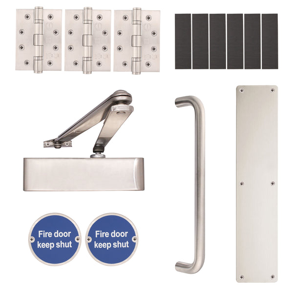 Fire Door Kit - Corridor Non Locking Door - Heavy Duty - Double Cylinder - Satin Stainless Steel - tradefit - Featured Image