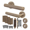 Moreno Antique Brass Lever on Rose Door Handle Kit - Medium Duty FD30/60 - 80mm Sashlock