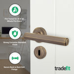 Moreno Antique Brass Lever on Rose Door Handle Kit - Medium Duty FD30/60 - 80mm Sashlock - tradefit - 2