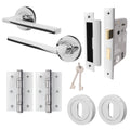 Euroda Polished Chrome Lever on Rose Door Handle Pack - 3 Lever Lock
