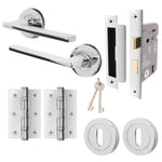 Euroda Polished Chrome Lever on Rose Door Handle Pack - 3 Lever Lock - tradefit - 1