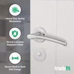Bosa Duo Style Polished Chrome/Satin Nickel Lever on Rose Door Handle Pack - 80mm Bathroom Lock - tradefit - 4
