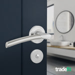 Bosa Duo Style Polished Chrome/Satin Nickel Lever on Rose Door Handle Pack - 80mm Bathroom Lock - tradefit - 6