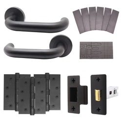 Black Return to Door Handle on Rose Fire Door Pack - Latch - FD30/60 - tradefit