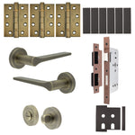 Tapera Antique Brass Lever on Rose Door Handle Kit - Heavy Duty FD30/60 - DIN Bathroom Lock - tradefit - 1