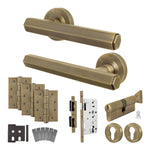 Moreno Antique Brass Lever on Rose Door Handle Kit - Heavy Duty FD30/60 - DIN Euro Sashlock and Thumbturn Cylinder - Keyed Alike - tradefit - 1