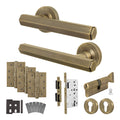 Moreno Antique Brass Lever on Rose Door Handle Kit - Heavy Duty FD30/60 - DIN Euro Sashlock and Thumbturn Cylinder - Master Keyed