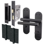 Olbia Matt Black Lever Door Handle Pack – 80mm Bathroom Lock - tradefit - 1