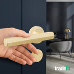 Moreno Satin Brass Lever on Rose Door Handle Kit - Medium Duty FD30/60 - 80mm Euro Sashlock and Double Cylinder - Keyed Alike - tradefit - 7