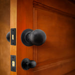 Tudor Black Iron Mortice/Rim Door Knob Kit - 76mm Bathroom Deadbolt & Latch - 76mm Hinges - tradefit - 5