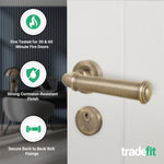 Claro Antique Brass Lever on Rose Door Handle Kit - Medium Duty FD30/60 - 80mm Euro Sashlock and Thumbturn Cylinder - Master Keyed - tradefit - 2