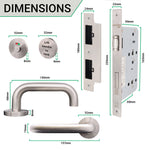 Lift To Lock Kit Disabled Bathroom Toilet Door Lever Handle & Lock - 19mm - Satin Stainless Steel - BS8300 Equality Act - tradefit - 4