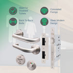 Lift To Lock Kit Disabled Bathroom Toilet Door Lever Handle & Lock - 19mm - Satin Stainless Steel - BS8300 Equality Act - tradefit - 3