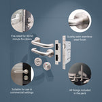 Lift To Lock Kit Disabled Bathroom Toilet Door Lever Handle & Lock - 19mm - Satin Stainless Steel - BS8300 Equality Act - tradefit - 6