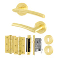 Bosa Satin Brass Lever on Rose Door Handle Pack - 64mm Sashlock