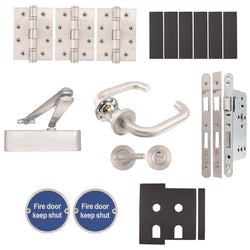 Fire Door Kit - Bathroom Cubicle Door - Heavy Duty - Satin Stainless Steel - tradefit