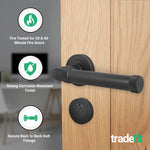 Santana Matt Black Lever on Rose Door Handle Kit - Medium Duty FD30/60 - 80mm Euro Sashlock and Double Cylinder - Master Keyed - tradefit - 3