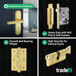 Olbia Brass Plated Lever on Backplate Door Handle Kit - 80mm Euro Sashlock and Cylinder & Turn - Master Keyed - tradefit - 5