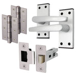 Aluminium Council Lever Latch Pack - 104x40mm - 66mm Lock x 76mm Hinges - Satin Aluminium - tradefit - 1