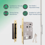 Mortice Fire Rated Sashlock - 80mm Case Size - 57mm Backset - Electro Brass - tradefit - 2