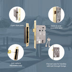 Mortice Fire Rated Sashlock - 80mm Case Size - 57mm Backset - Electro Brass - tradefit - 3