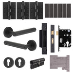 Moreno Matt Black Lever on Rose Door Handle Kit - Medium Duty FD30/60 - 80mm Euro Sashlock and Double Cylinder - Master Keyed - tradefit - 1