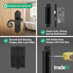Curly Black Antique Lever on Backplate Bathroom Kit / Pack - 64mm Lock - 76mm Hinges - Black - tradefit - 5