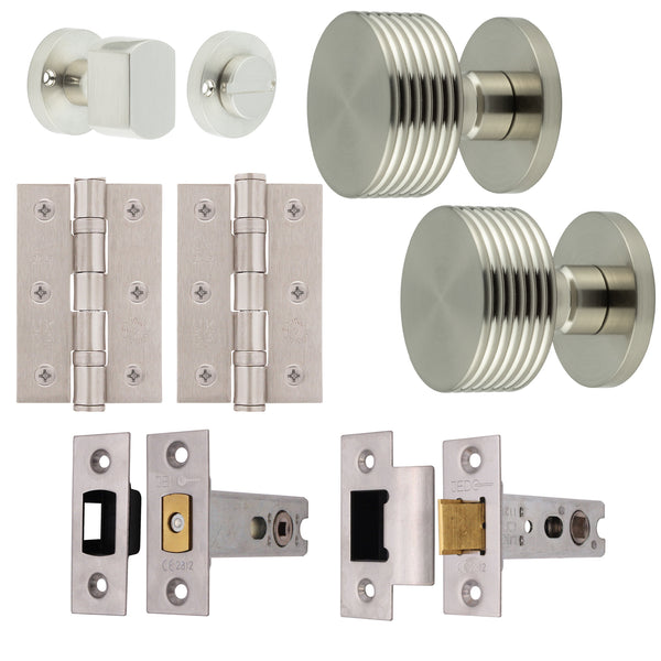 Tangier Satin Nickel Mortice Door Knob Kit - 76mm Bathroom Deadbolt - tradefit - Featured Image