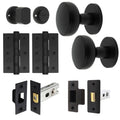 Martil Matt Black Mortice Door Knob Kit - 76mm Bathroom Deadbolt