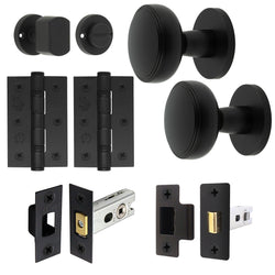 Martil Matt Black Mortice Door Knob Kit - 76mm Bathroom Deadbolt - tradefit