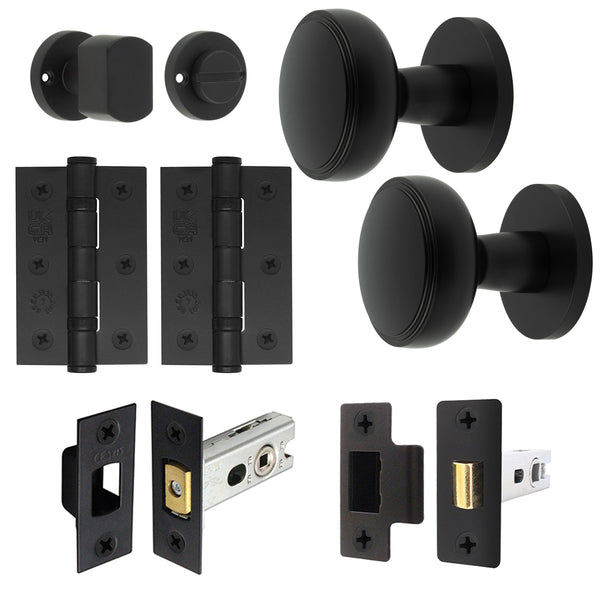 Martil Matt Black Mortice Door Knob Kit - 76mm Bathroom Deadbolt - tradefit - Featured Image
