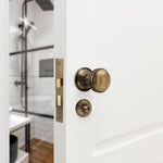 Victorian Ringed Antique Brass Mortice Door Knob Kit - 80mm Bathroom Lock - tradefit - 5