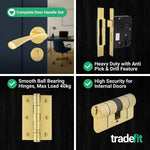 Nola Satin Brass Lever on Rose Door Handle Kit - 78mm Euro Sashlock and Double Cylinder - Keyed Alike - tradefit - 8