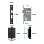 Bosa Matt Black Lever on Backplate Door Handle Pack - 64mm Bathroom Lock - tradefit - 3