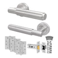 Flores Satin Nickel Lever on Rose Door Handle Kit - Medium Duty FD30/60 - 76mm Latch
