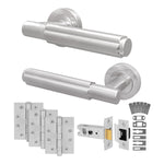 Flores Satin Nickel Lever on Rose Door Handle Kit - Medium Duty FD30/60 - 76mm Latch - tradefit - 1