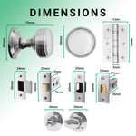 Victorian Ringed Polished Chrome Mortice Door Knob Kit - 76mm Bathroom Deadbolt - tradefit - 3