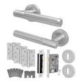 Aurora Satin Nickel Lever on Rose Door Handle Kit - Medium Duty FD30/60 - 80mm Sashlock