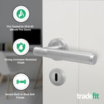 Aurora Satin Nickel Lever on Rose Door Handle Kit - Medium Duty FD30/60 - 80mm Sashlock - tradefit - 2