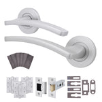 Euroda - Plus Satin Chrome Lever on Rose Fire Door Handle Pack - Latch - FD30/60 - tradefit - 1