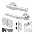 Santana Polished Chrome Lever on Rose Door Handle Kit - Heavy Duty FD30/60 - DIN Euro Sashlock and Thumbturn Cylinder - Keyed to Differ